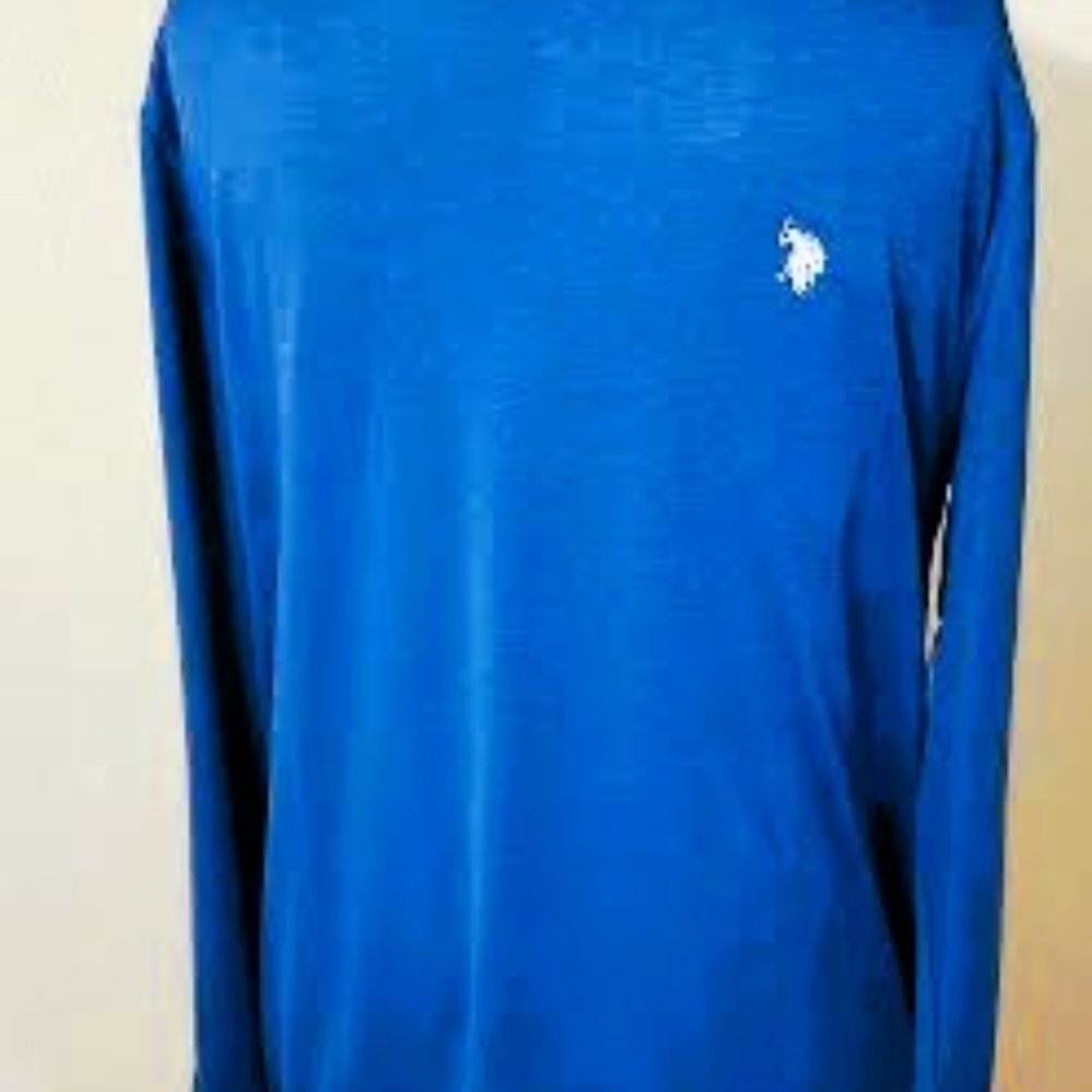 NWT U S POLO ASSOCIATION BLUE LONG SLEEVE FEEL DRY SPF 50 SPORT PULLOVER